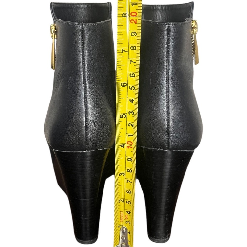 Michael Kors Clara Black Leather Wedge Ankle Boots Booties Gold Zipper Women's 8 - Picture 5 of 9